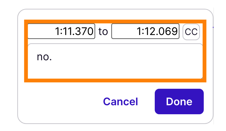 Text and timestamp editing fields