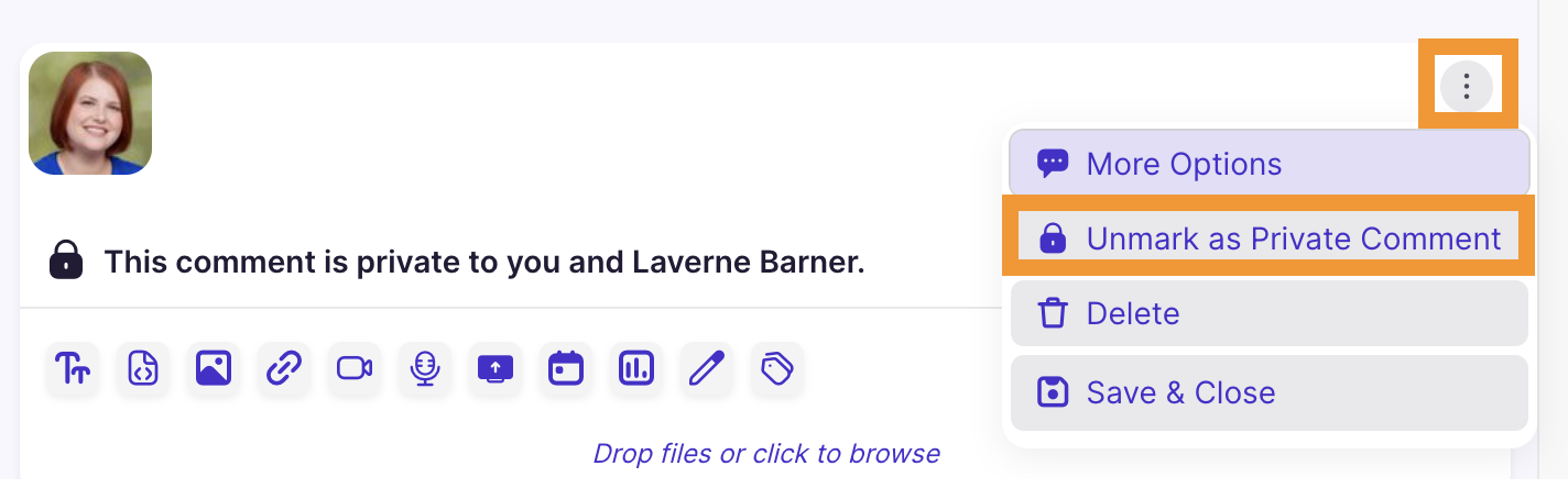 menu: unmark as private