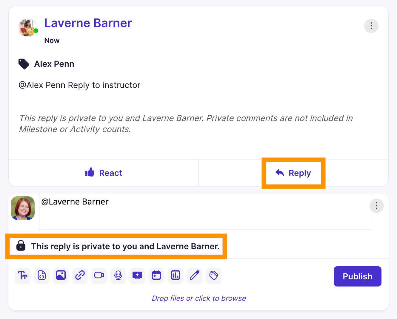 Reply and privacy confirmation