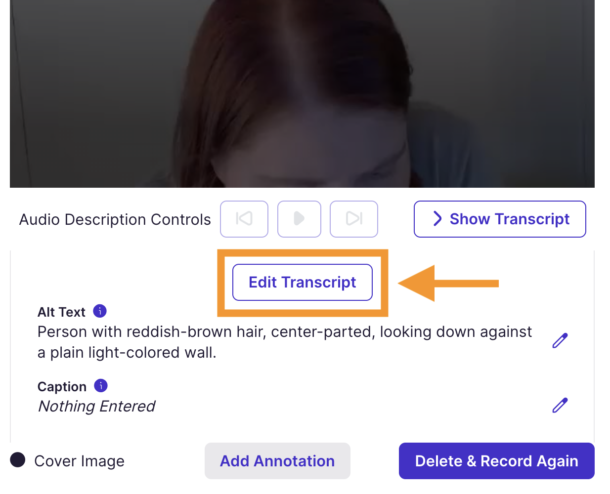 Edit Transcript Button