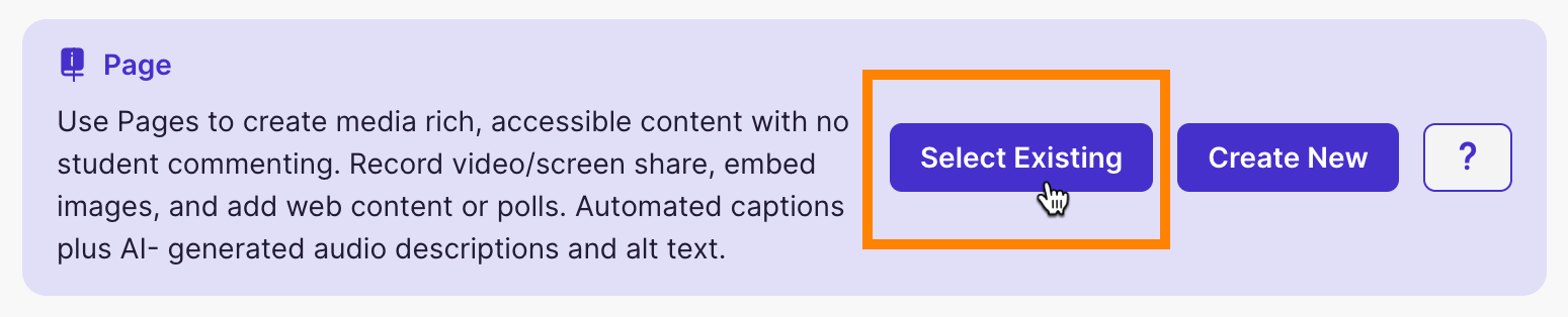 Select Existing button