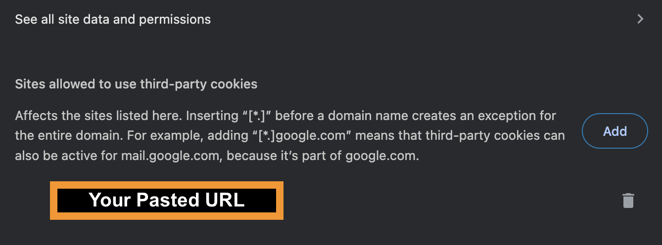 URL shown in allow list