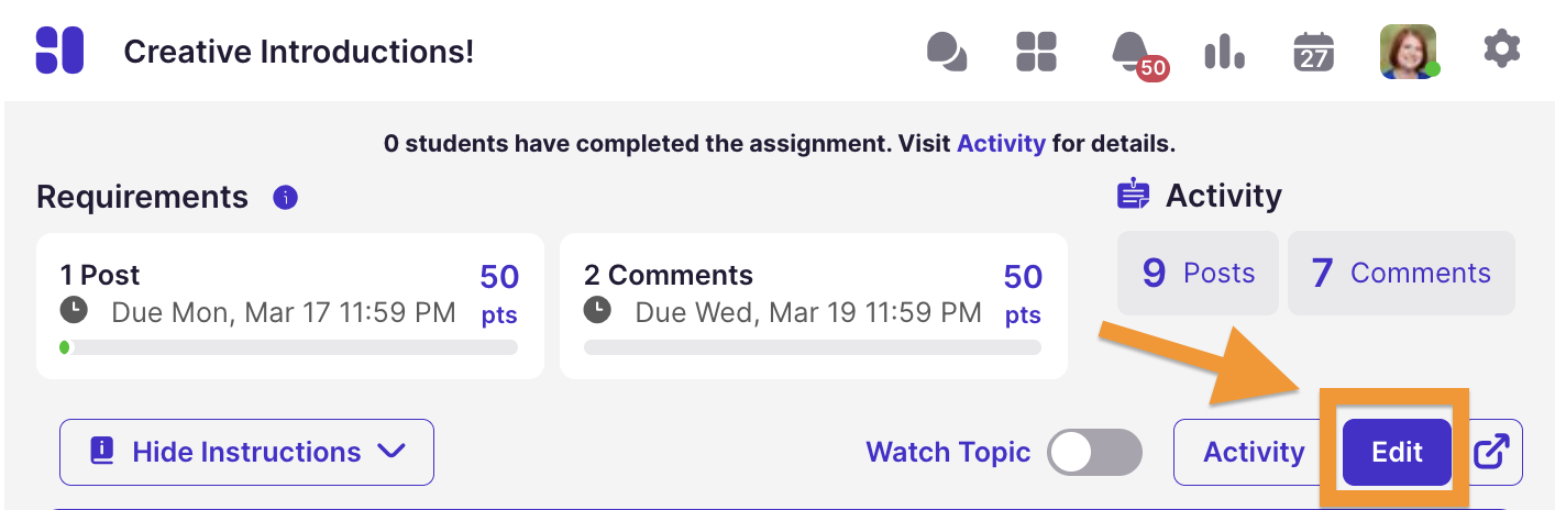 Edit Topic button