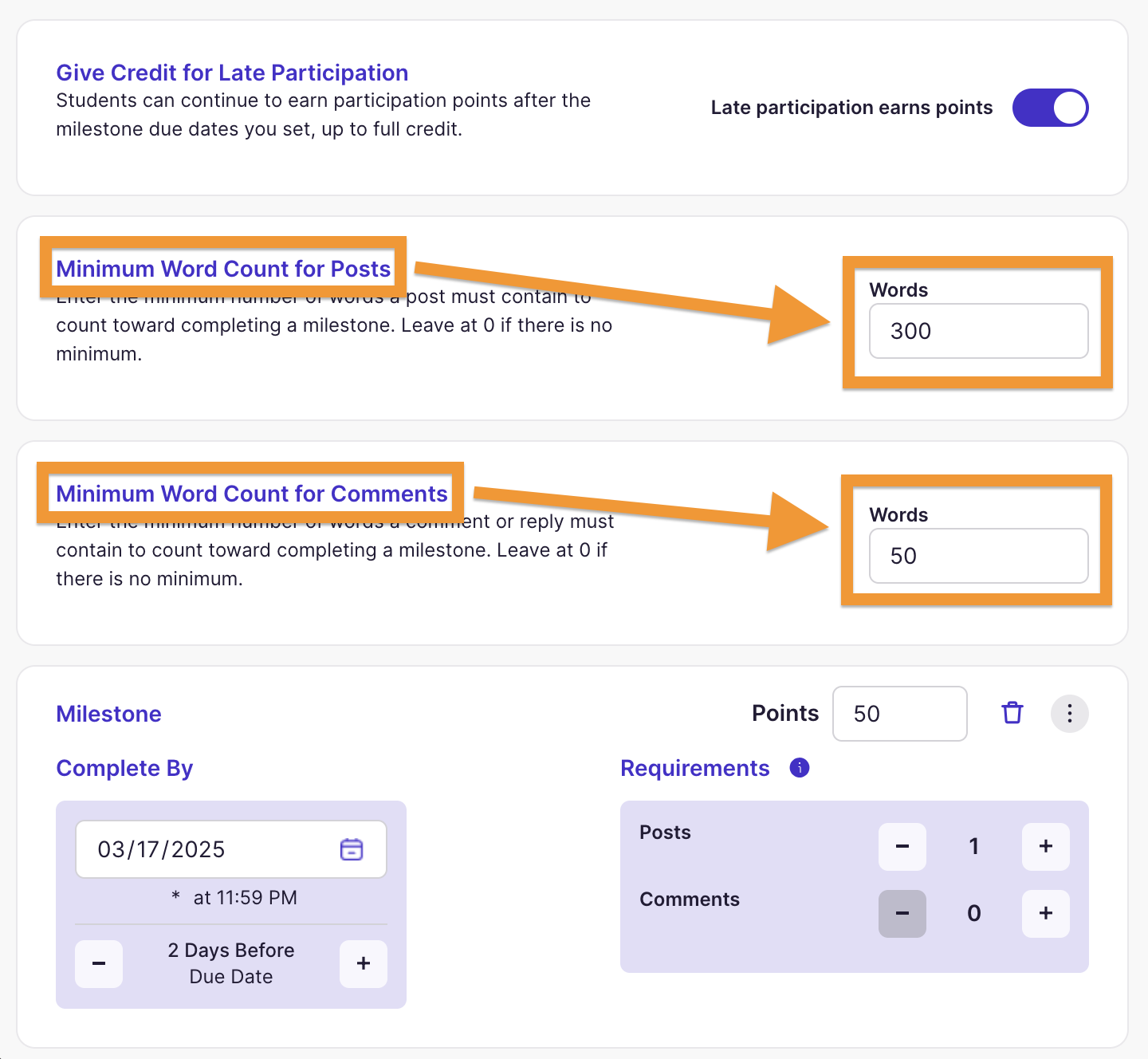 Word Count minimum fields
