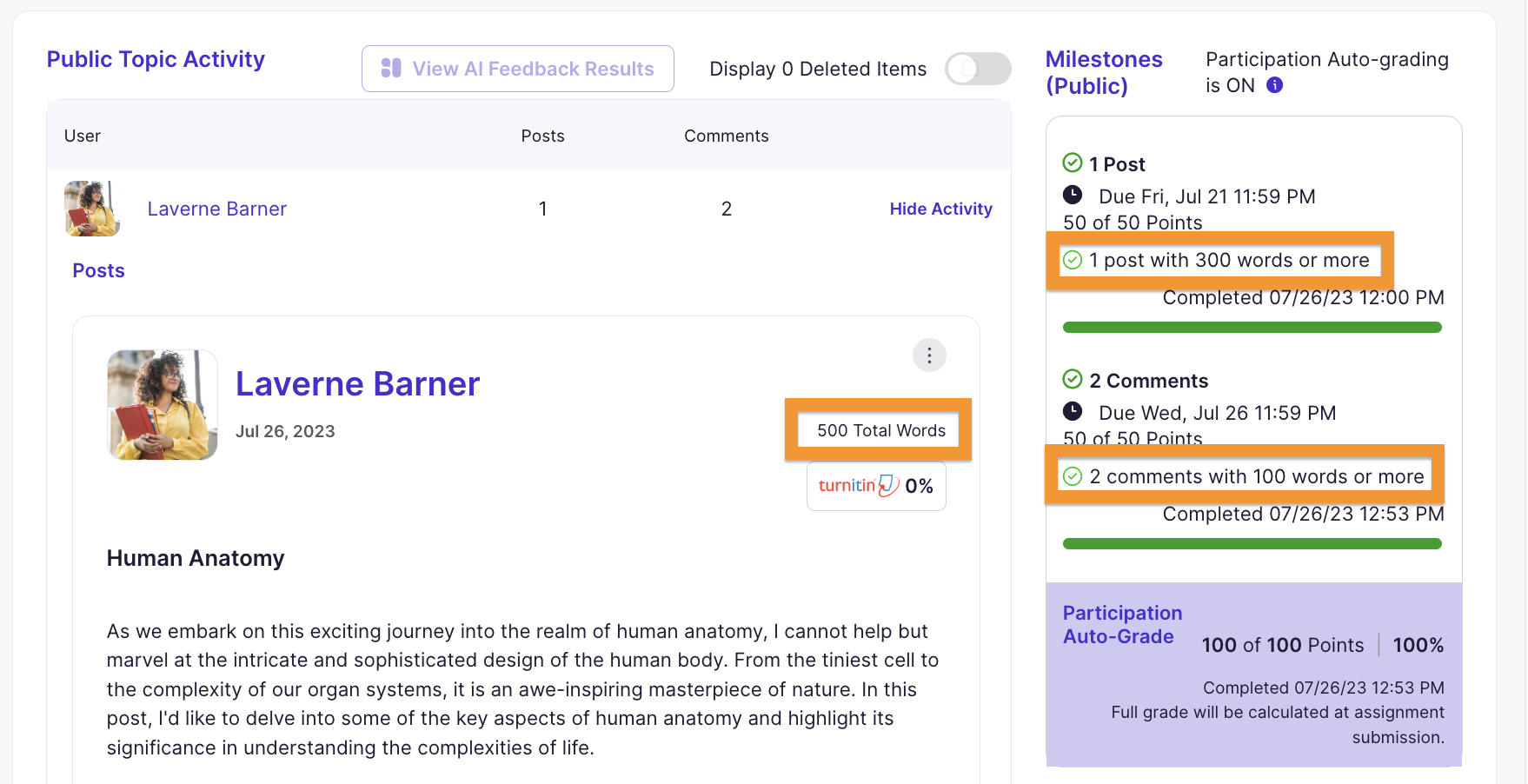 Total word count and milestones with word count minimums