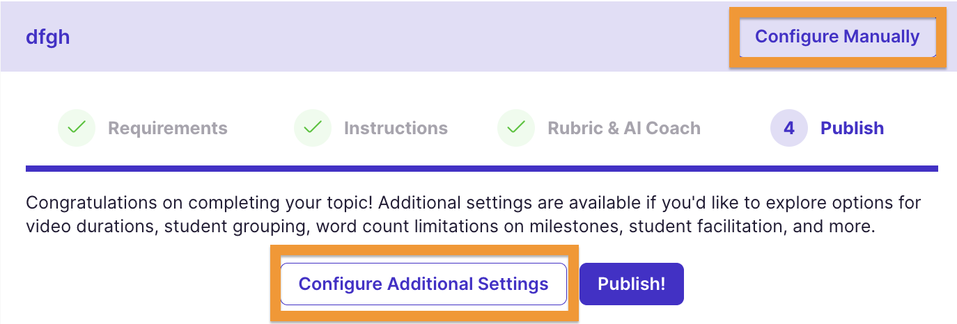 Configure Additional Settings and Configure Manually Buttons