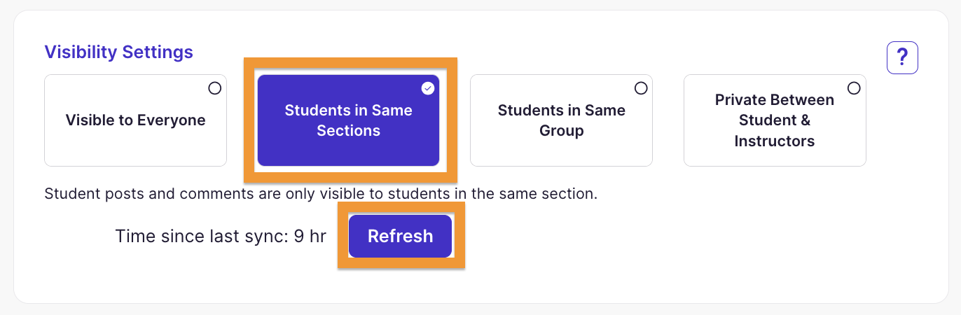 Students in Same Section and Refresh buttons