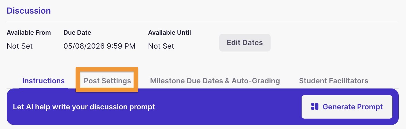Post Settings tab