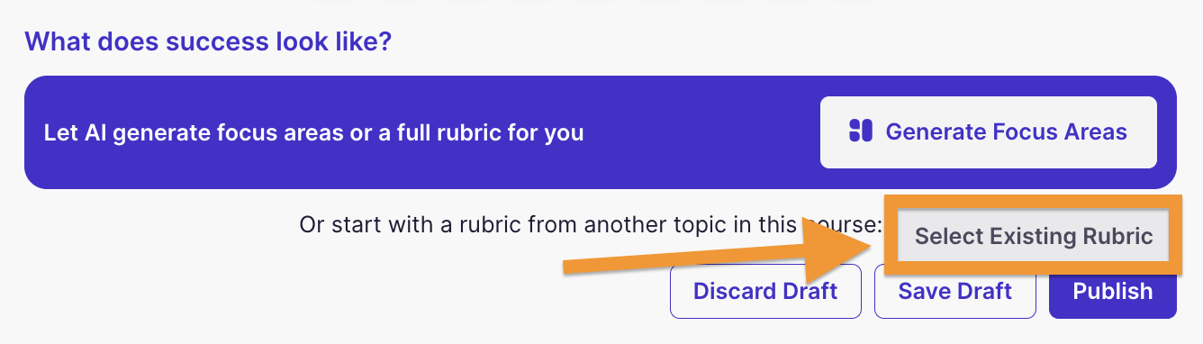 Select Existing Rubric button