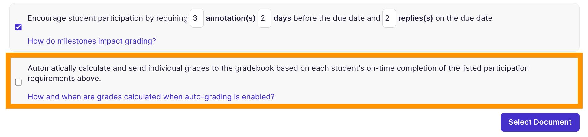 auto-grading toggle