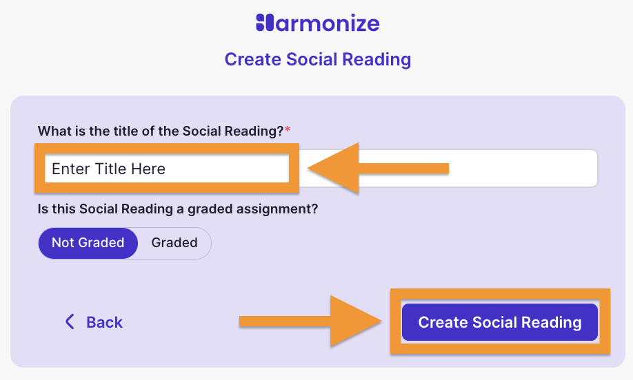 Title field and create social reading button