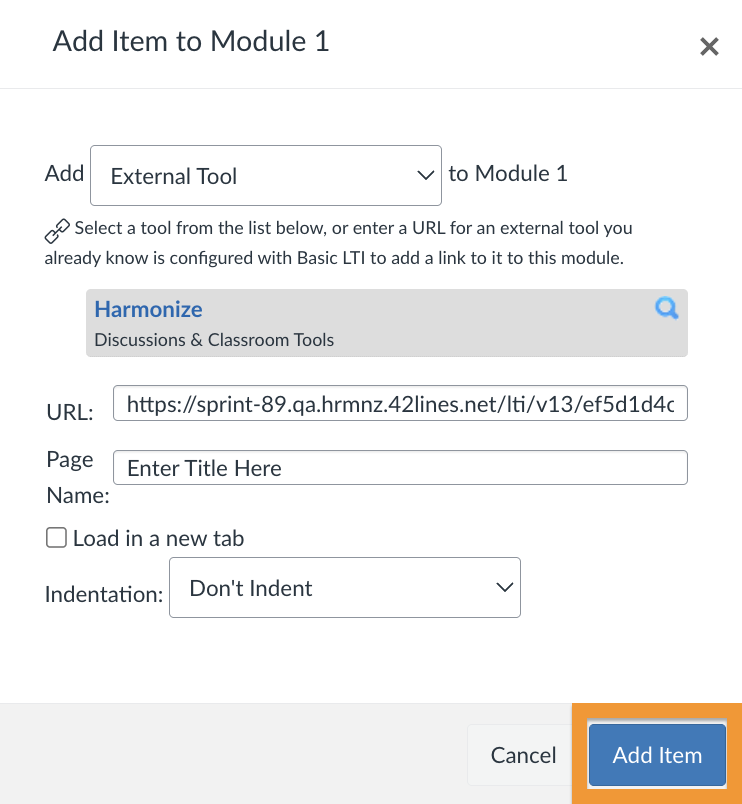 Add Item button