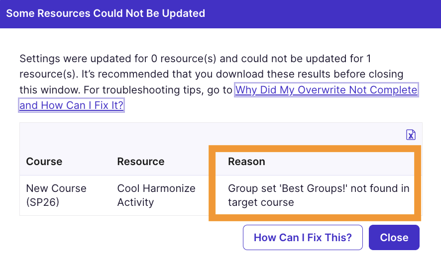 Example Reason: Group set not found in target course