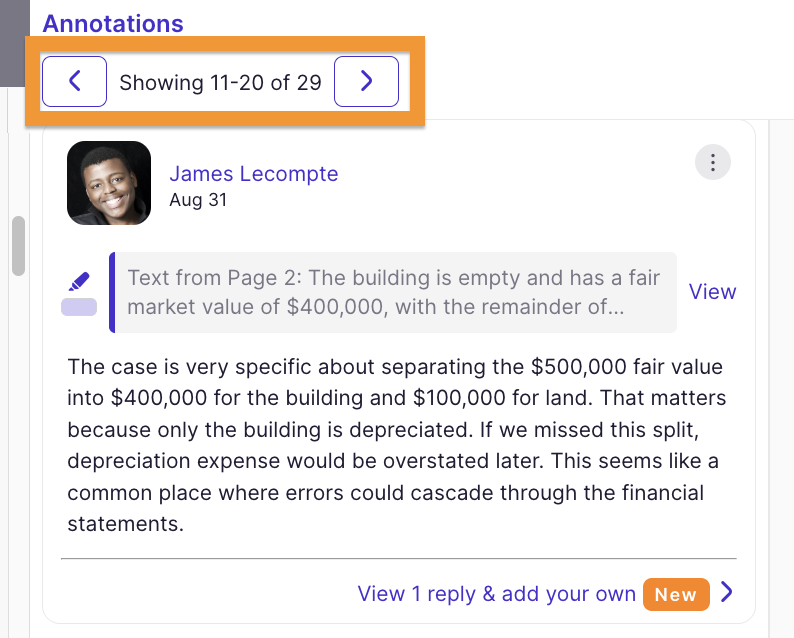 annotation navigation arrows