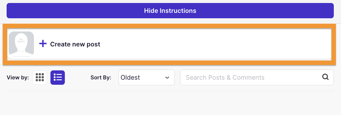 Create new post button
