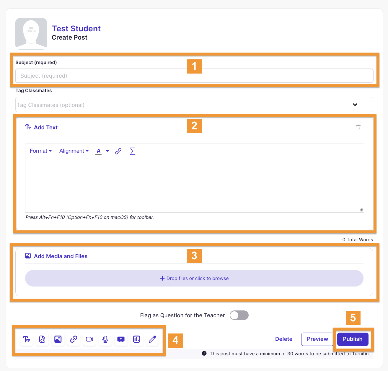 Posting interface